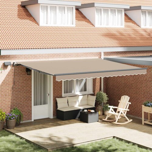 Skrovita tenda S LED lampica Bež 450 &times;300 cm tkanina Cijene