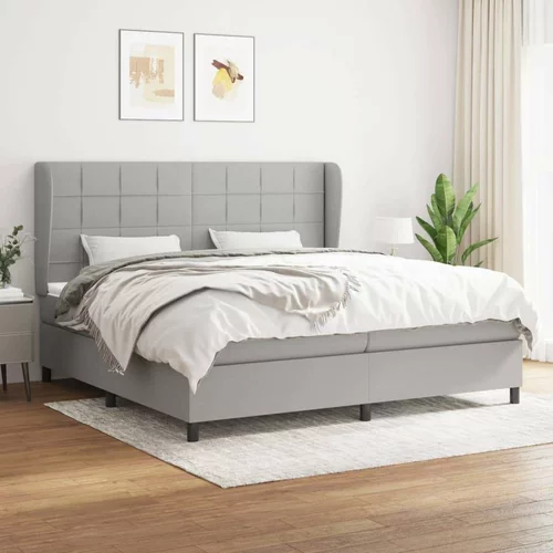  Box spring postelja z vzmetnico svetlo siva 200x200 cm blago, (20761265)