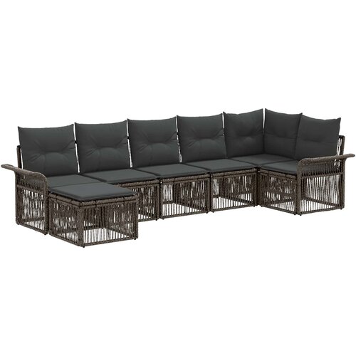vidaXL Vrtna sedežna garnitura 7 pcs Siva poli ratan, (5000271824) Cene