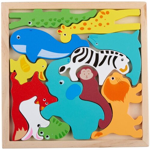 Marionette Wooden Toys Drvena puzzle slagalica sa životinjama &amp;ndash; 12 delova Slike