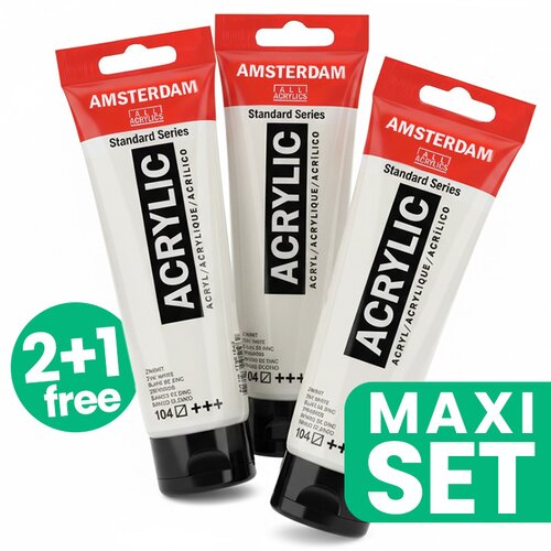 Artmie Set od 3 akrilne boje Amsterdam - 2 + 1 besplatno | Titanijum bela Cene