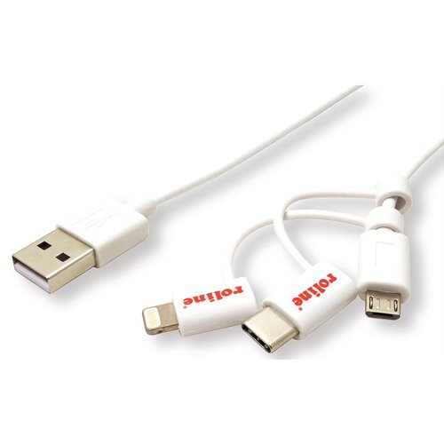 Roline USB kabel USB 2.0 USB-A vtič\, Apple Lightning vtič \, USB-mikro-B vtič\, USB-C&reg; vtič 1.00 m bela 11.02.8329, (20416165) Cene