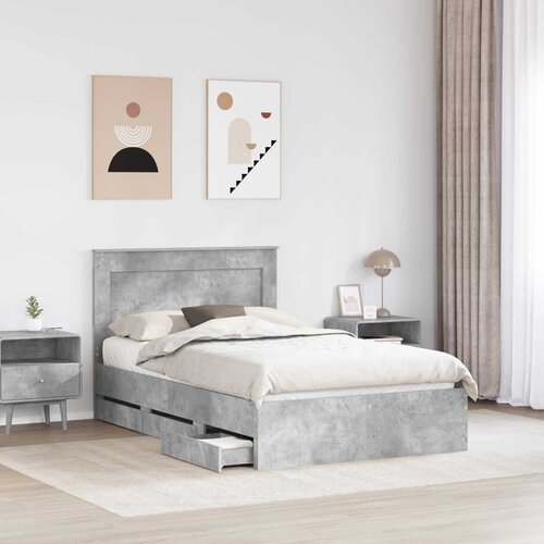  Krevetna konstrukcija s ladicama Betonski sivi 135 x 190 cm Slike