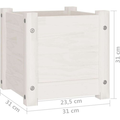 vidaXL Vrtno cvetlično korito belo 31x31x31 cm trdna borovina Cene
