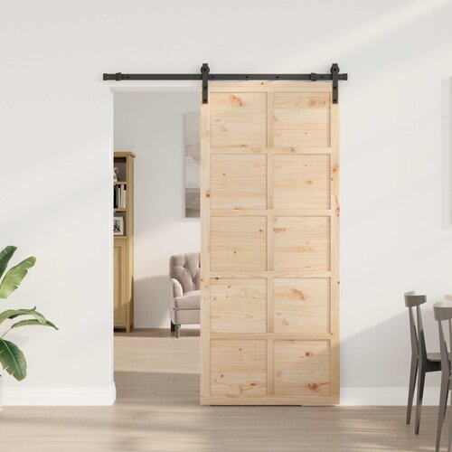  Klizna vrata Prirodna 80 x 208 cm Masivna borovina Smeđa 152.5 x 2.5 x 208 cm Slike