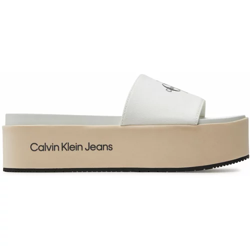 Calvin Klein Jeans Natikači Flatform Sandal Met YW0YW01036 Creamy White/Bright White 0F9