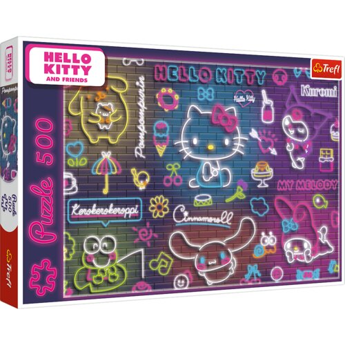 Puzzle 500 - Neon Hello Kitty Trefl 37523 Slike