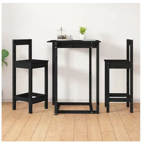  Barski stol 2 kosa črne barve 40x41,5x112 cm trdna borovina