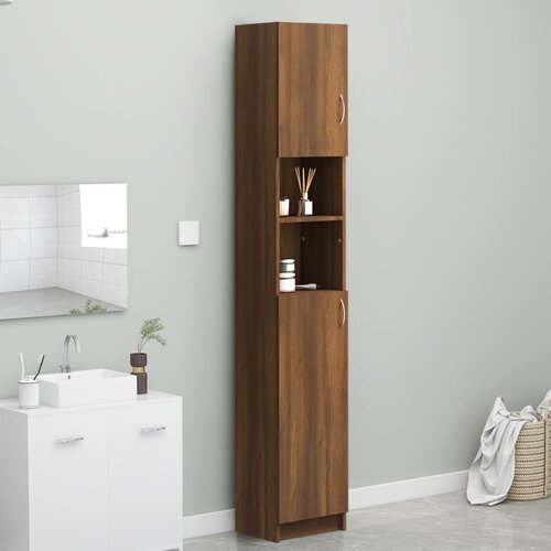 vidaXL Kopalniška omarica rjav hrast 32x25,5x190 cm konstruiran les Cene