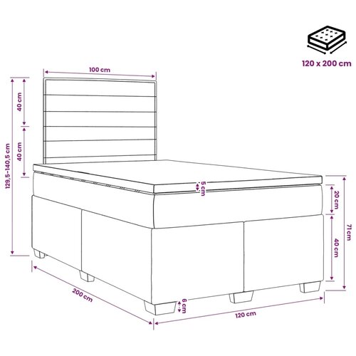 Boxspring krevet s madracem Krem 120 x 200 cm Tkanina - Krem 120 x 200 cm Dizajn linija Slike