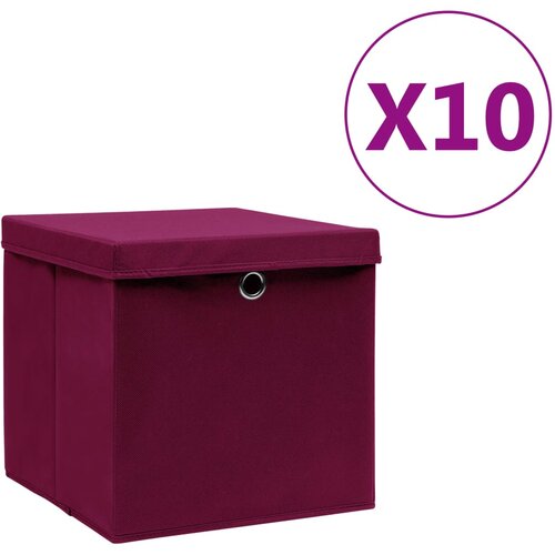 vidaXL &Scaron;katle s pokrovi 10 kosov 28x28x28 cm temno rdeče Cene
