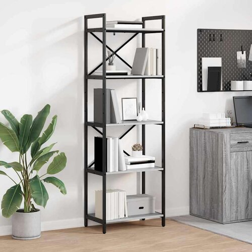 vidaXL Knjižna polica Siva Sonoma 56 x 34 x 171 cm Konstruiran les Cene