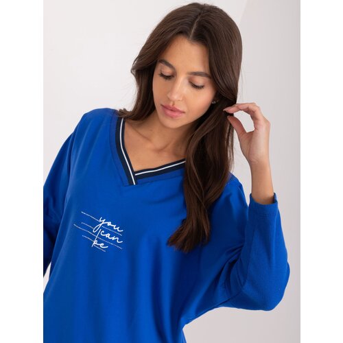 Fashion Hunters Cobalt Blue Oversize Cotton Blouse Slike