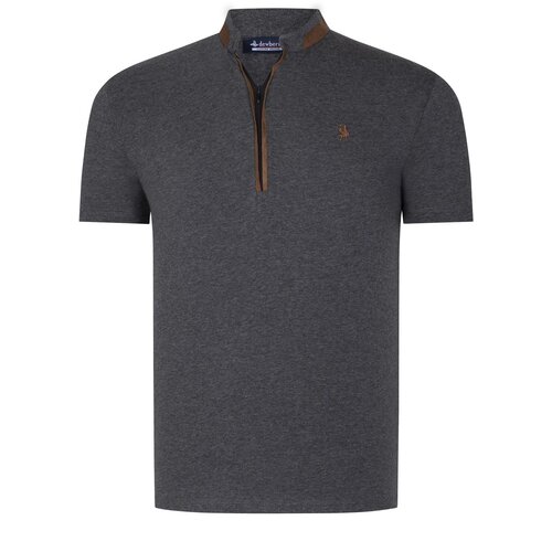 Dewberry T8571 ZIPPERED MEN&amp;#039;S T-SHIRT-PLAIN ANTHRACITE Slike