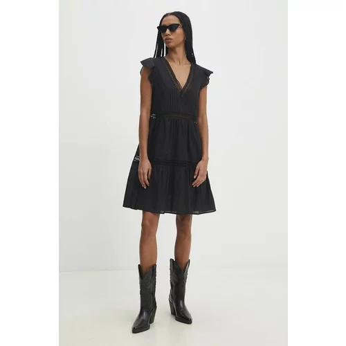 Answear Lab Pamučna haljina boja: crna, mini, širi se prema dolje