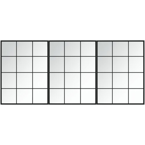 Maison Chic 3 kosi stenskega ogledala - kozmetično ogledalo črno 80x60 cm kovinsko, (21697787) Cene