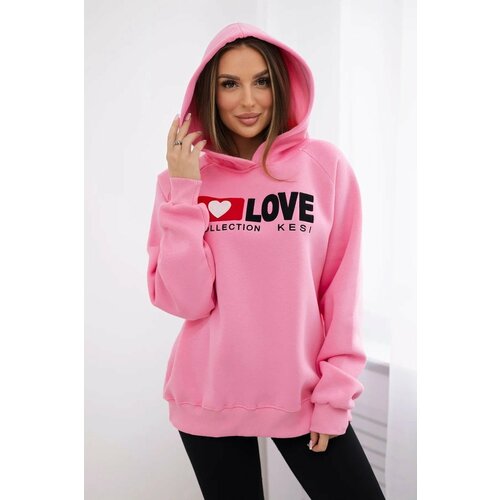 Kesi Cotton insulated hoodie light pink Cene