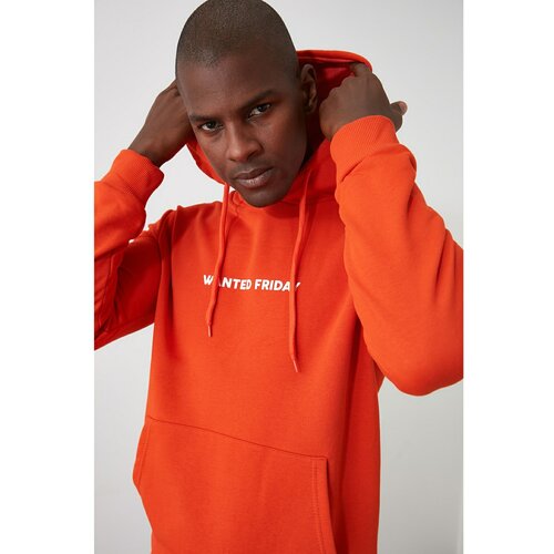 Trendyol orange men's printed sweatshirt Cene