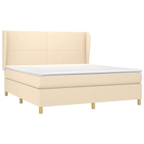  Krevet s oprugama i madracem krem 180x200 cm od tkanine Slike
