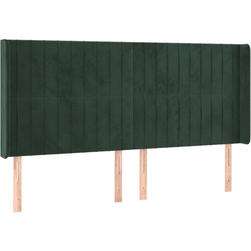 Maison Chic Posteljno vzglavje - Vzglavna omarica - Nočna omarica z ušesi temno zeleno 203x16x118/128 cm žamet, (21713182) Cene