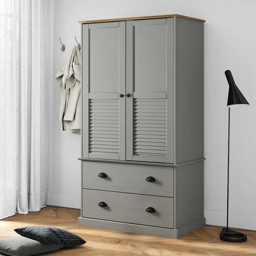 vidaXL garderobna omara vigo siva 90x55x170 cm trdna borovina Cene