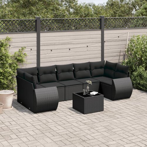  8-dijelni set vrtnih sofa od poliratana s jastucima sivi Slike