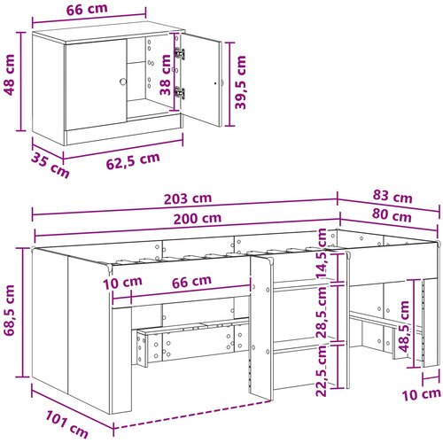  Loft krevet s ormarom s pohranom 3 pcs Bijela Konstruirano drvo Slike