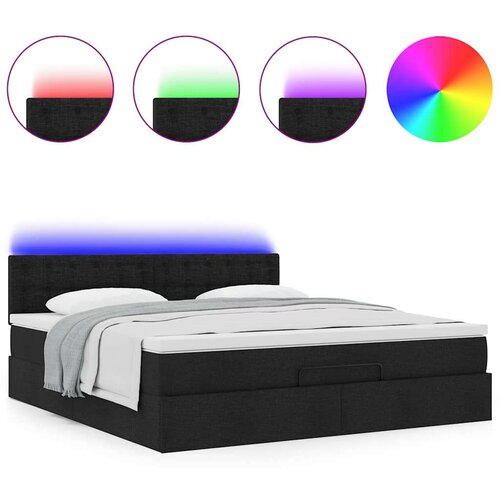 VidaXL Otomanski krevet s madracem i LED crni 160x200cm tkanine Slike