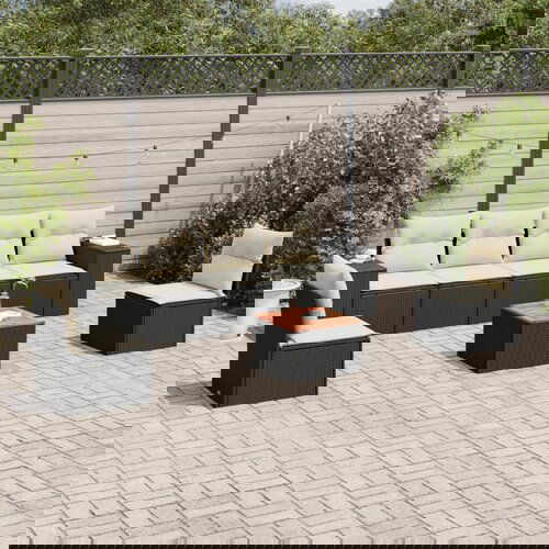 vidaXL Vrtna sedežna garnitura 7-delna z blazinami črn poli ratan Cene