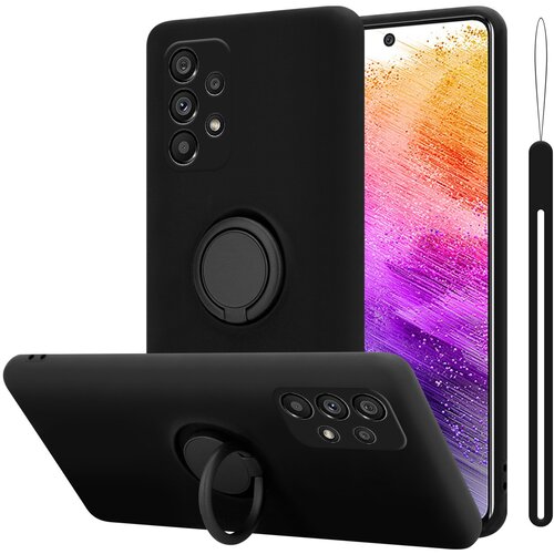 Cadorabo Ohi&scaron;je, združljiv s Samsungom v tekoči črni barvi - za&scaron;čitni pokrov iz fleksibilnega silikona TPU z obročem, (20603390) Cene