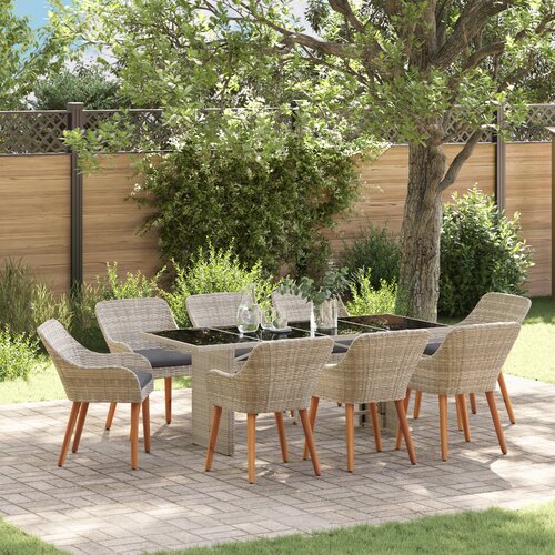 VidaXL Blagovaonski set 9 pcs Svjetlosiva 190 x 80 x 74 cm Slike