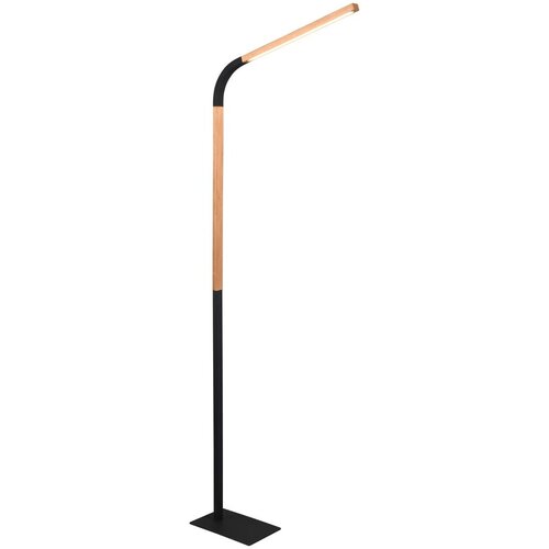 Tri O Črna/naravna LED stoječa svetilka z lesenim senčnikom (vi&amp;scaron;ina 169,5 cm) Norris &amp;ndash; Slike