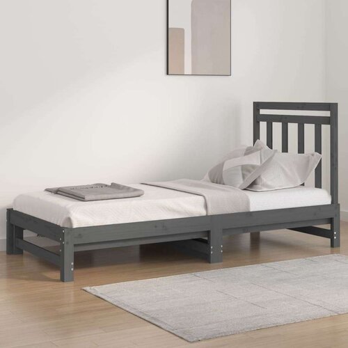  Izvlečna dnevna postelja siva 2x(90x200) cm trdna borovina, (20725730) Slike
