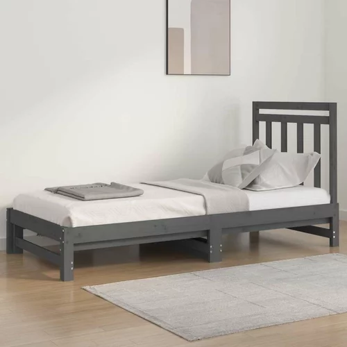  Izvlečna dnevna postelja siva 2x(90x200) cm trdna borovina, (20725730)