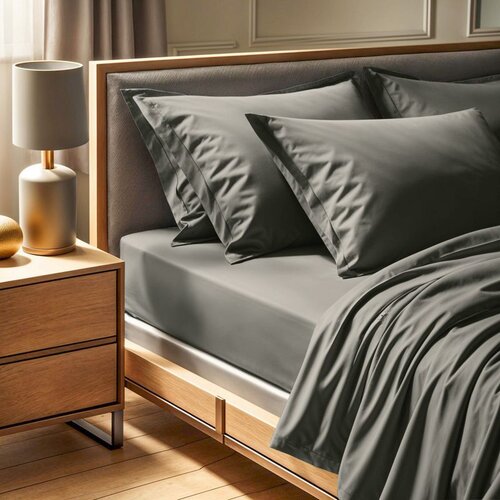  tonne verte - 52 dark grey ranforce single fitted sheet (de) Cene