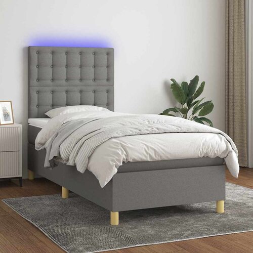  box spring s madracem LED tamnosivi 100x200 cm tkanina Cene