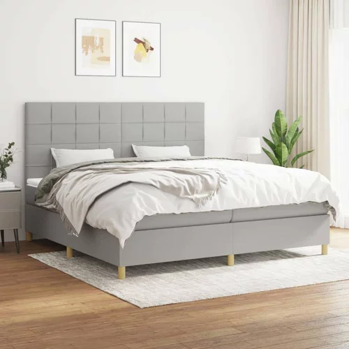  Box spring postelja z vzmetnico svetlo siva 200x200 cm blago, (20761231)