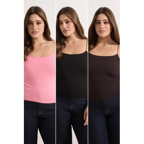 Trendyol Set ženskih majica Tbbaw26Cv00001, 3 komada, Rozi Slike