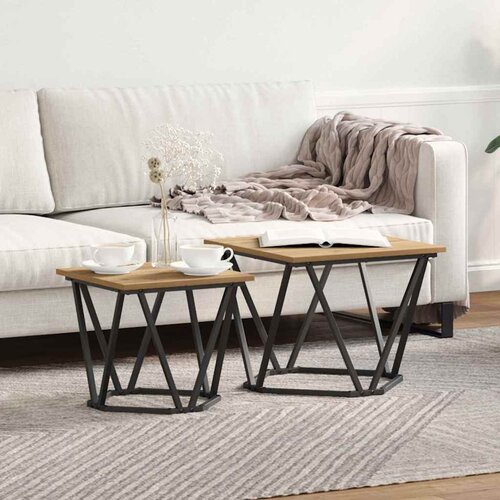  Set pomoćnih stolića 2 pcs Umjetnički hrast Cene