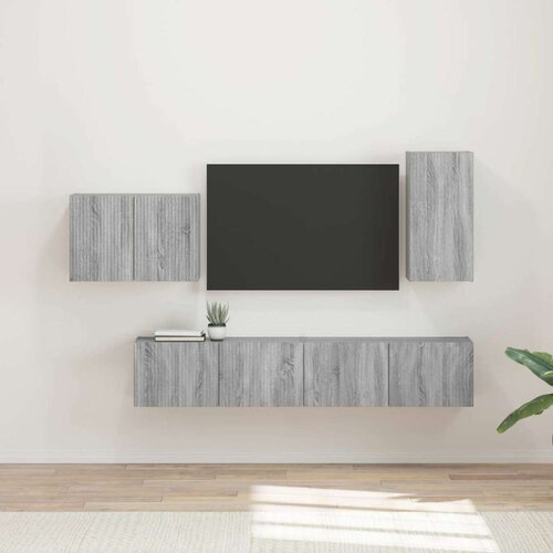 4 Set omare za televizijo na steni 4 pcs Siva Sonoma, (5000132179) Slike