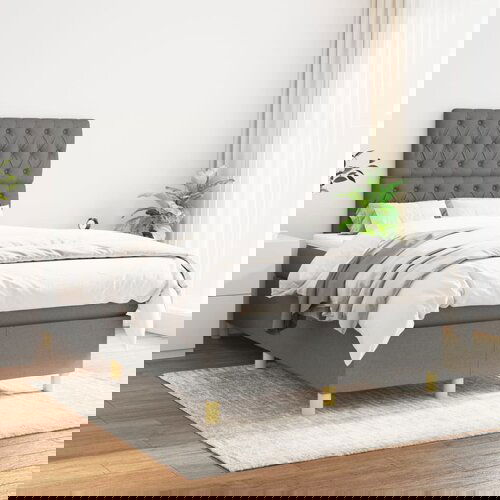 The Living Store Box spring postelja z vzmetnico temno siva 120x200 cm blago - Box Spring Postelja, (21515775) Slike