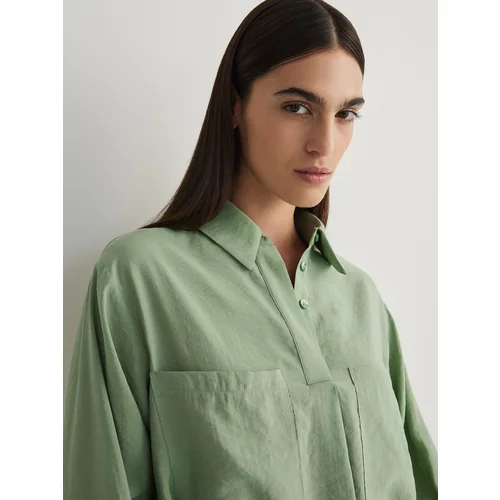 Reserved - Košulja s visokim udjelom modalnih vlakana - bljedozeleno