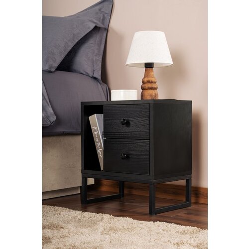 Hanah home noćni ormarić glimmer - wood black, black wood blackblack nightstand Cene
