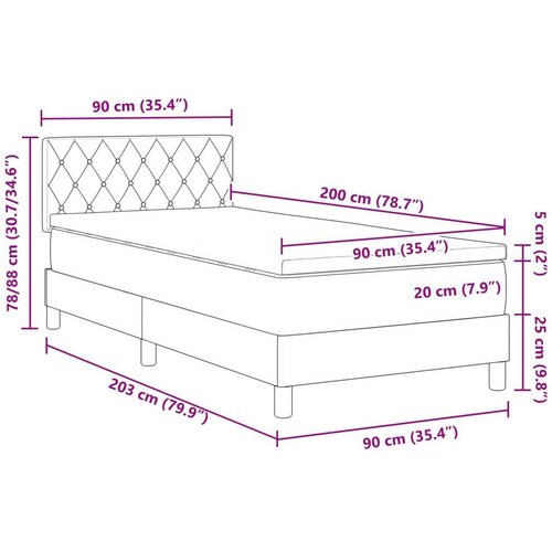 VidaXL krevet s prolazom sa madracem svijetlosivi 90x200 cm bar&amp;scaron;un Slike