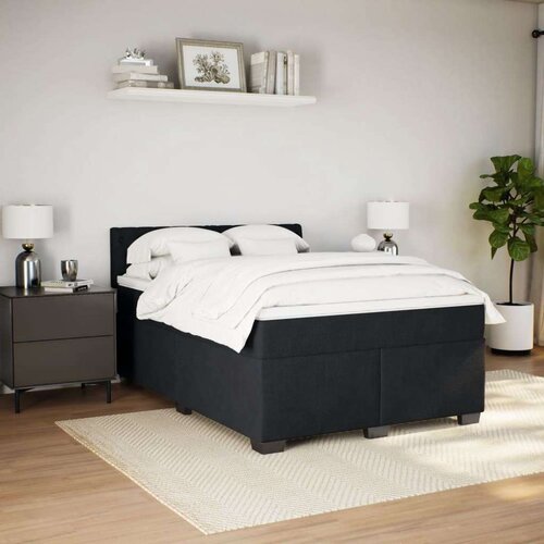 VidaXL Krevet s oprugama i madracem crni 140x200 cm bar&amp;scaron;unasti Slike