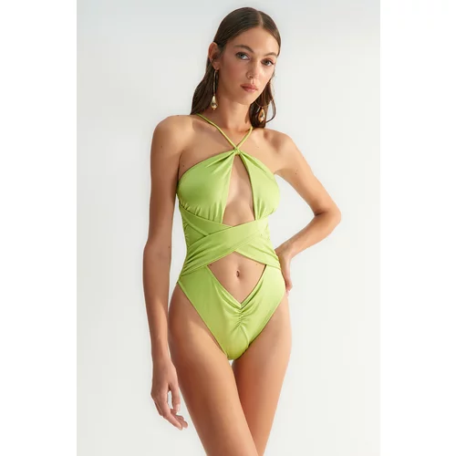 Trendyol X Zeynep Tosun Light Green Window/Cut Out Detailed Swimsuit