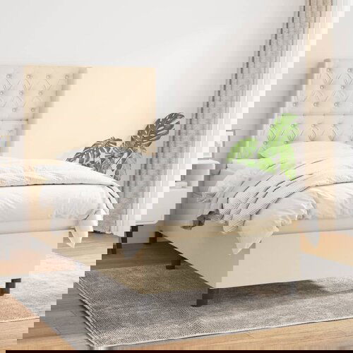 The Living Store Box spring postelja z vzmetnico krem 80x200 cm blago - Box Spring Postelja, (21513986) Cene
