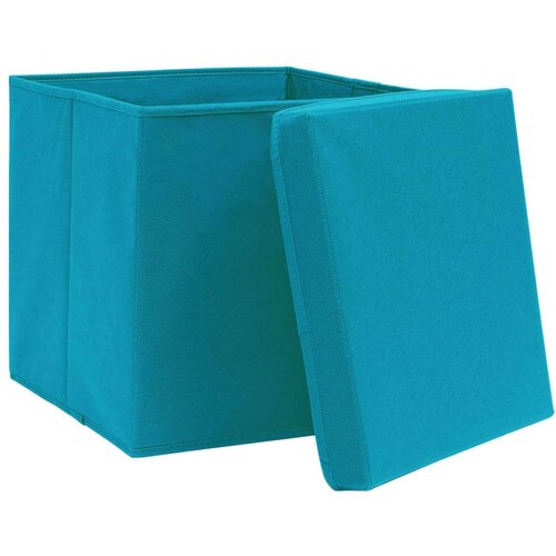vidaXL Škatle s pokrovi 4 kosi 28x28x28 cm baby modre Cene