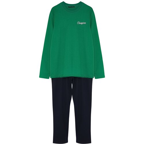 Trendyol Pajama Set - Green - Slogan Slike