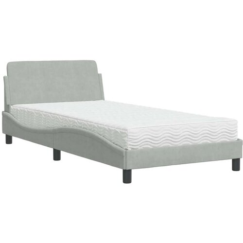 VidaXL Krevet s madracem svjetlosivi 100x200 cm bar&amp;scaron;unasti Slike